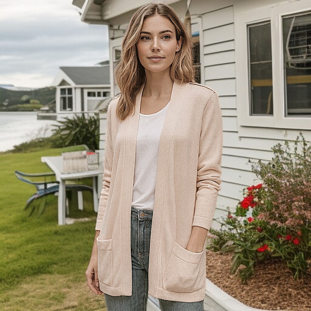 St John Cardigan Sweater Sz M Cream Buttons Collection Marie Gray Quiet Luxury